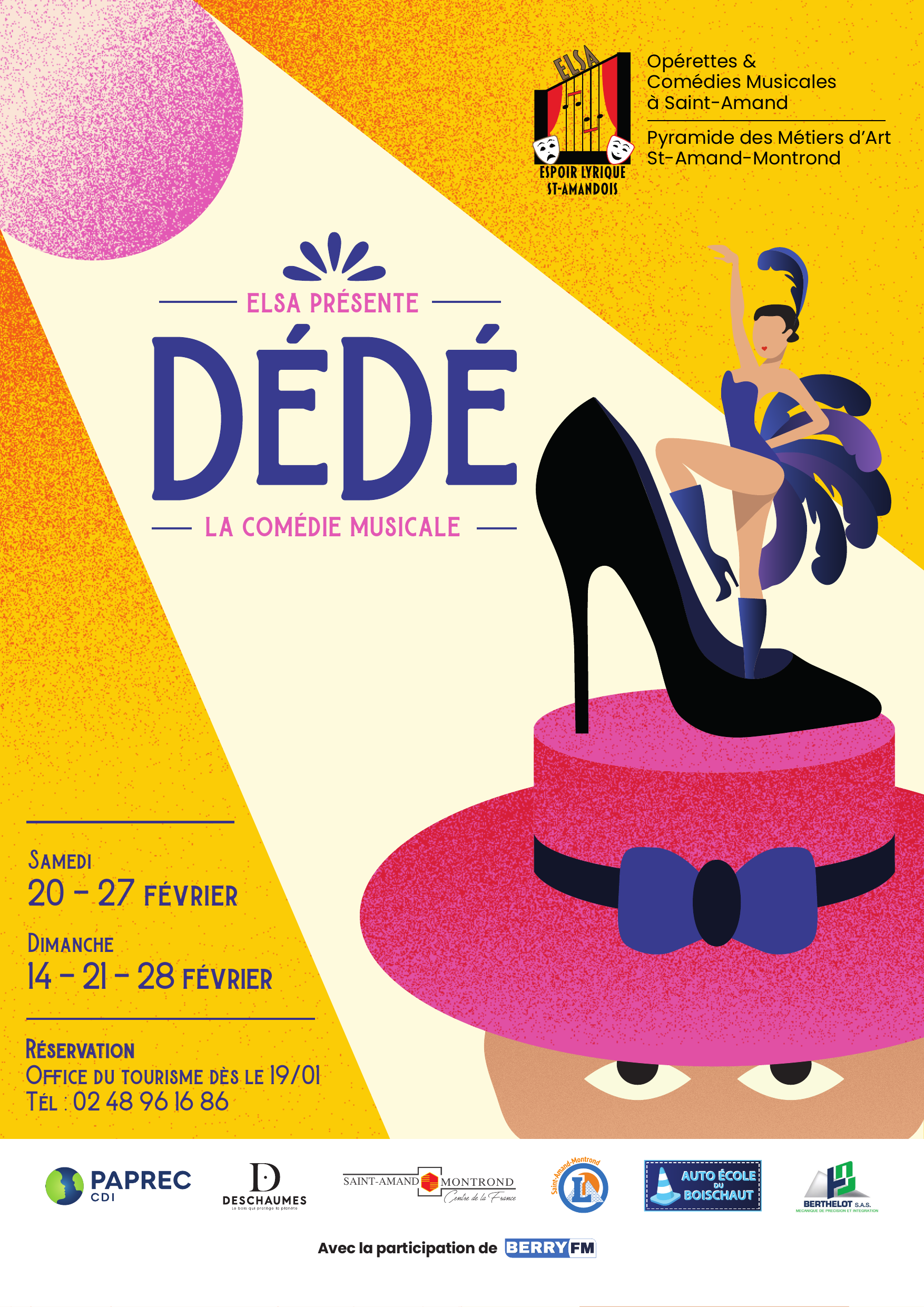 Affiche officielle de Dédé, la comédie musicale ELSA présentée en février 2027 à Saint-Amand-Montrond